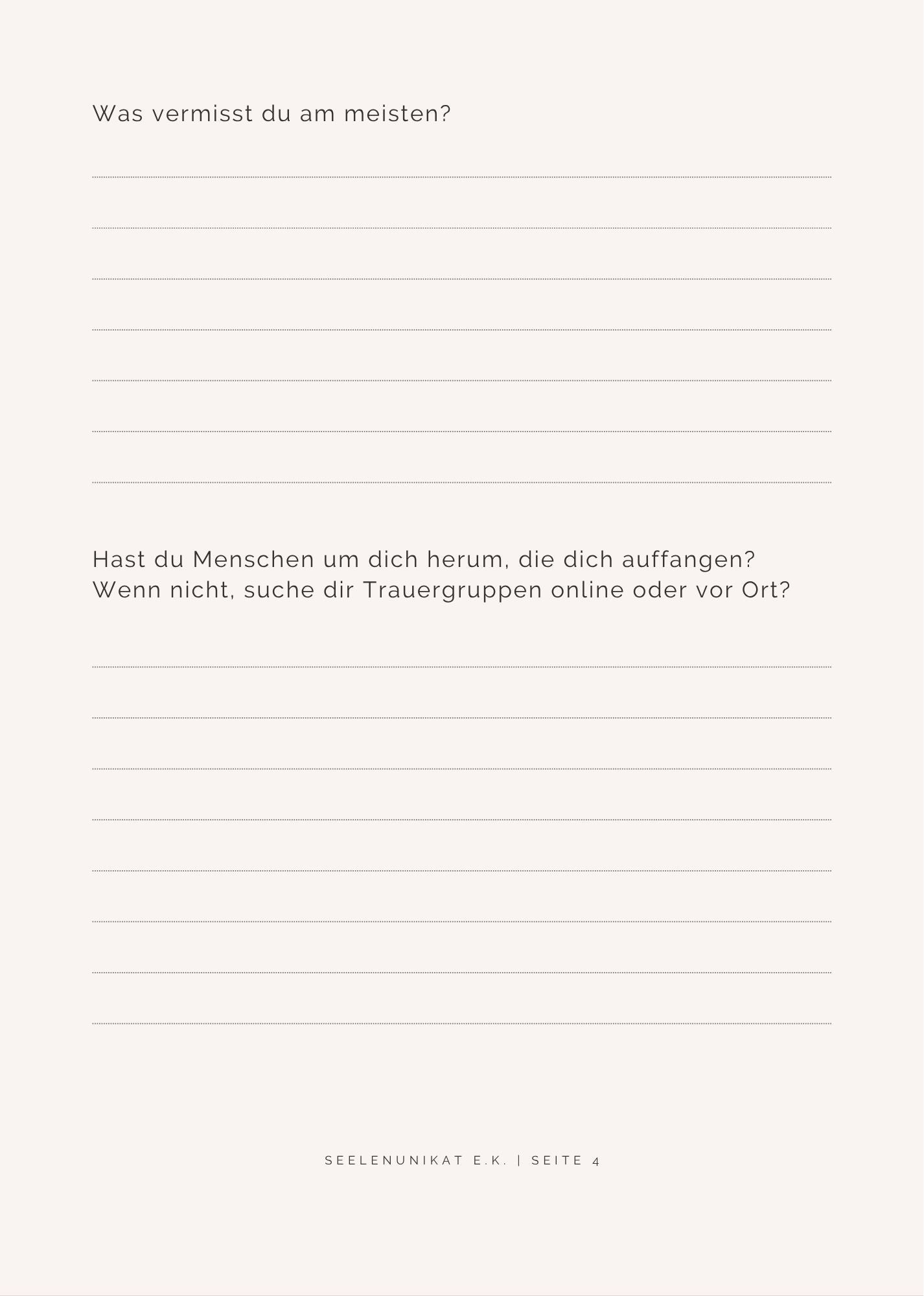 Arbeitsblatt "Nimm die Trauer an die Hand"-PDF