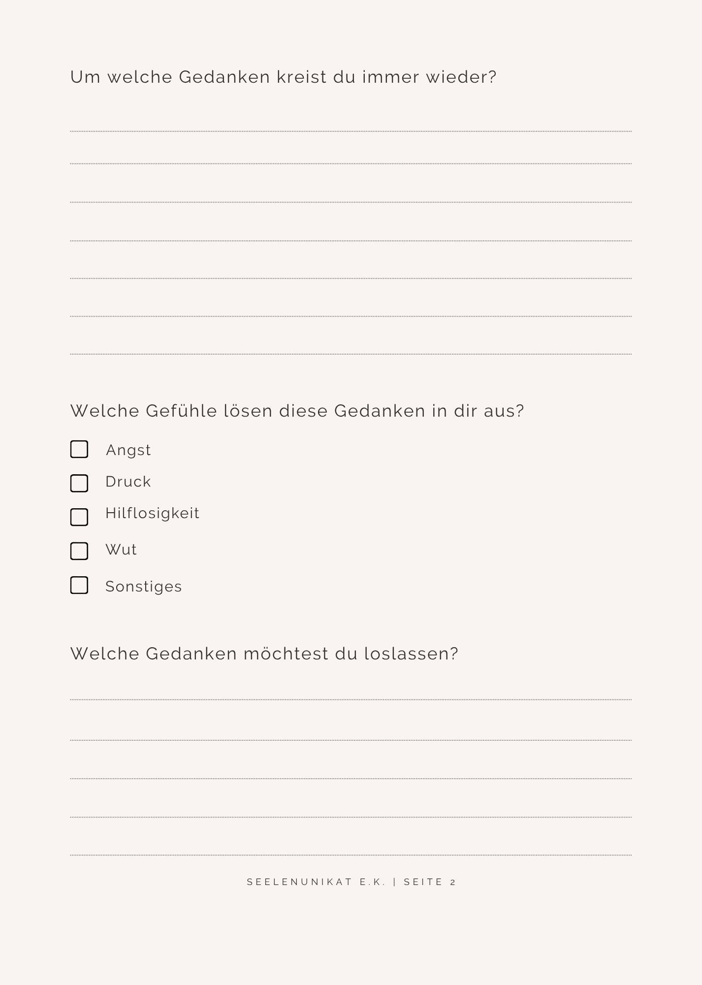 Arbeitsblatt "Gedankenkarussell"-PDF