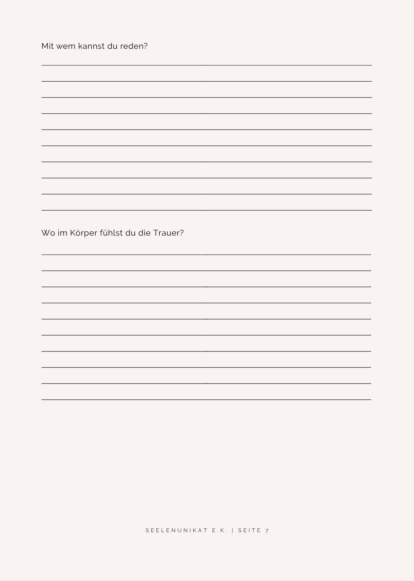Workbook "Nimm die Trauer an die Hand"-Hilfe bei Trauer und Verlust