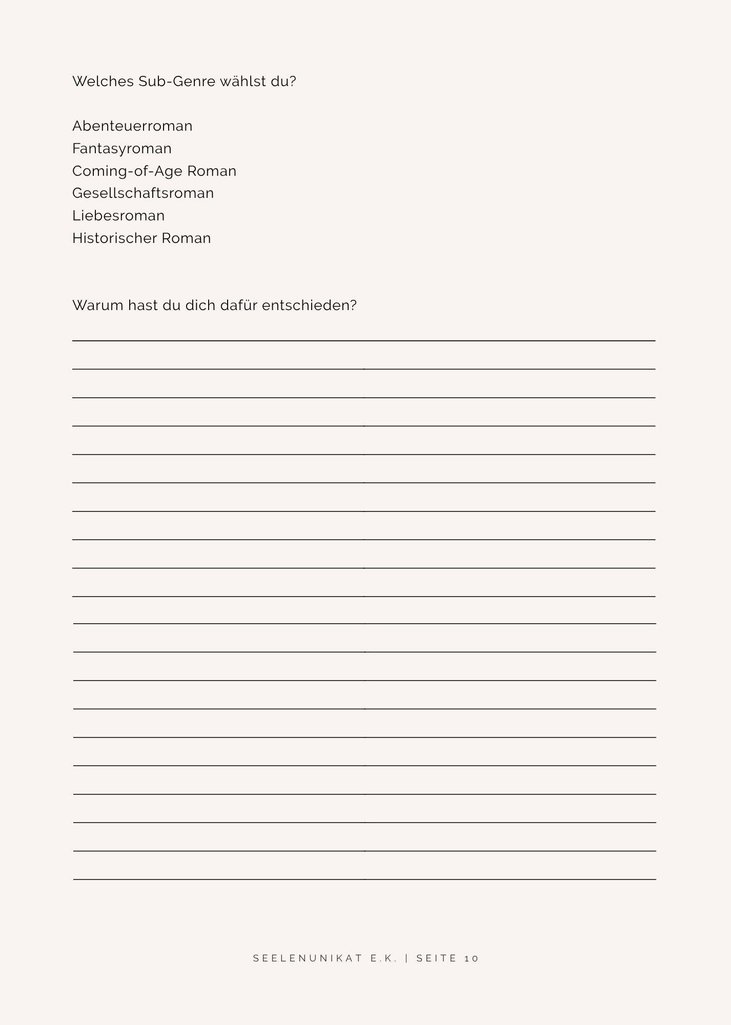 Workbook "Schreiben lernen"-Edition Roman